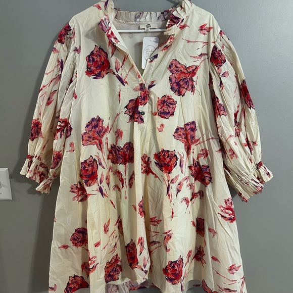 entro Dresses & Skirts - Entro Red Smocked Sundress with Notched Collar